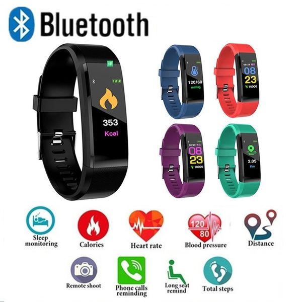 

id115 plus color screen smart bracelet sports pedometer watch fitness running walking tracker heart rate pedometer smart band