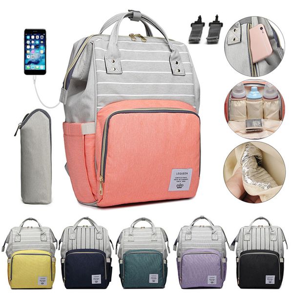 

lequeen baby diaper bag waterproof backpack mommy maternity nappy bag large capacity baby bags for mom mummy nappy