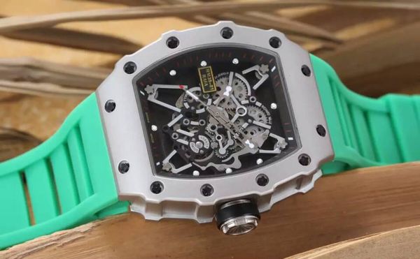 

2019 роскошные часы высокого качества мужской серебряный нержавеющая сталь rm035-01 роскошные механические автоматические часы скелет резино, Slivery;brown