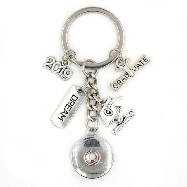 

new arrival diy 18mm snap jewelry graduation key chain handbag charm dream graduate cap key ring for graduate gift, Slivery;golden