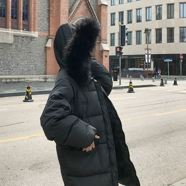 

2019 winter cotton-padded jacket long fund ins cotton woman easy bf bread serve student cotton-padded clothes loose coat, Tan;black