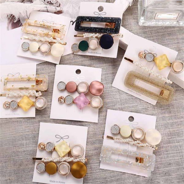 

3 pcs/set pearl hair clip for women retro sweet imitation pearl metal acrylic hairpin girls hair clips hair accessories mix styles, Slivery;white