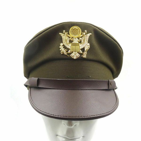 

tomwang2012. ww2 us army air corps officer crusher hat military cap & golden eagle military war reenactments, Black;white