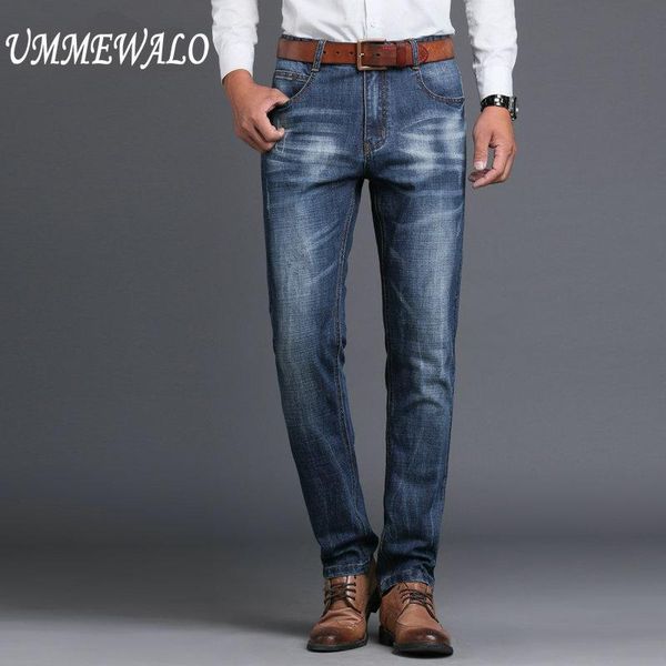 

denim new brand men designer stretch casual straight leg denim jeans male regular fit cotton business pants vaqueros hombre regular, Blue
