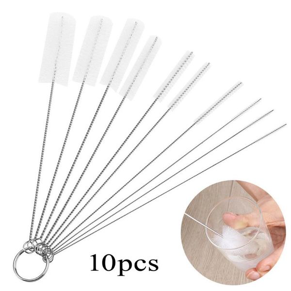 

10pcs tube brushes stainless steel+nylon glasses keyboards set.replacement
