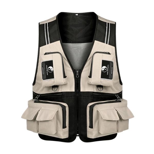 

fishing outdoor vest quick dry multi pockets mesh detachable waistcoat for hiking, fishing, hunting, climbing, Gray;blue