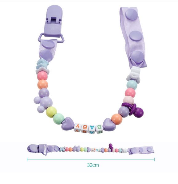 

pp acrylic children pacifier chain teether anti-drop chain beads clip safety buckle switch baby cute fashion pacifier clip