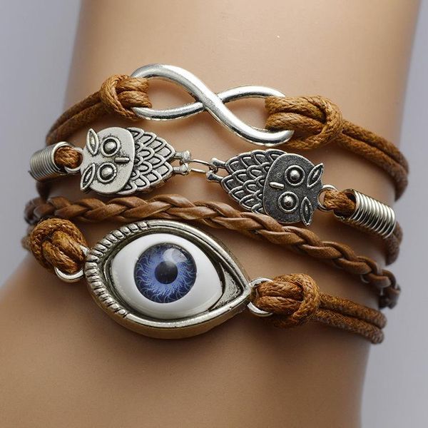 

friendship infinity bracelets owls evil eye sideways charm infinity wristband girls christmas gift can pick up color, Golden;silver