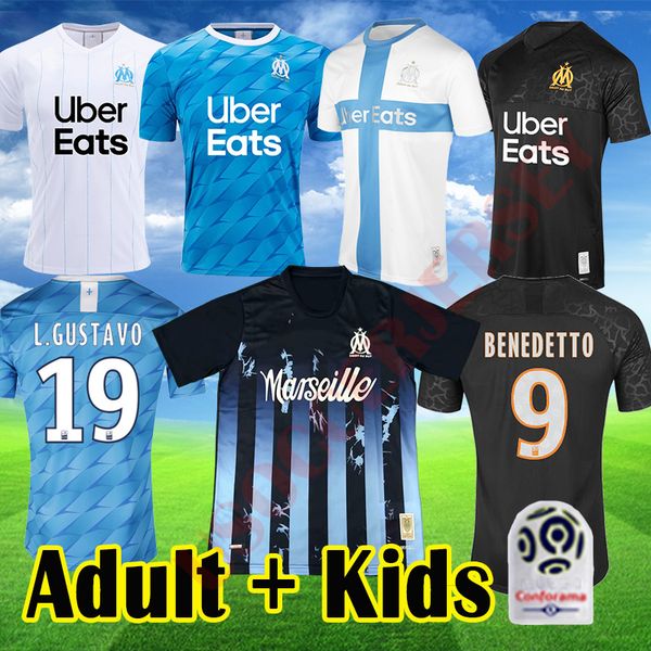 

2019 2020 benedetto thauvin occer jer ey payet trootman  gu tavo thauvin away thrid football hirt 120th new kid maillot de foot, Black;yellow