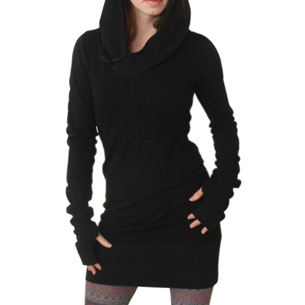 

women autumn dress hoodies pullover long sleeves slim fit black minimalist dresses 19ing