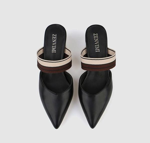 

2019 summer new women fashion casual pointed toe square heels sandals pumps woman shoes, Black