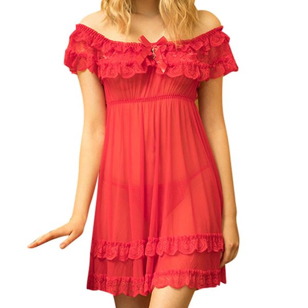

2019 plus size women short sleeve lace satin vintage nightdress sleepwear nightwear nightgown chemise ld, Black;red