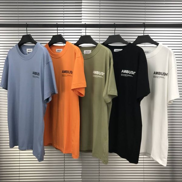 

5 colors mens t shirts high street ambush reflective women short sleeve 18aw t-shirt basic fashion short sleeve t-shirt casual, White;black