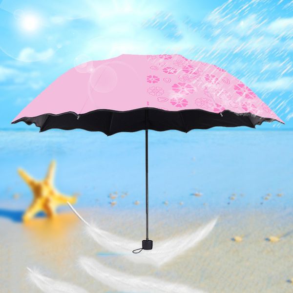 Pequeno guarda-chuva de flor dobrável anti-uv à prova d 'água floração floração sol guarda-chuva chuva mulheres presente homens bolso parasol