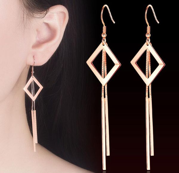 

simple geometric earrings ear hook girls japanese and korean version of ear jewelry temperament personality tassel earrings wy627, Golden