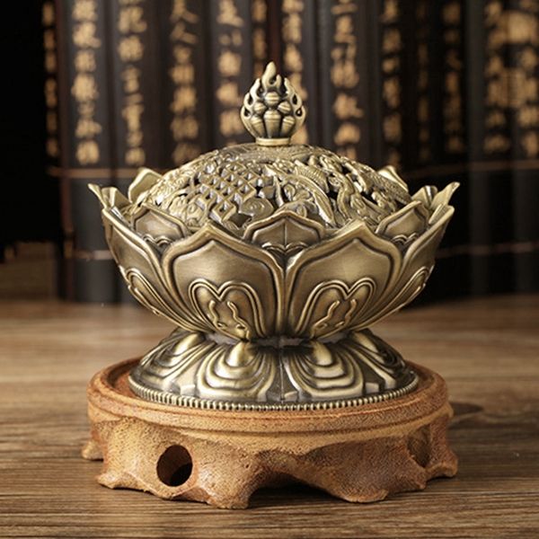 

лотос фимиам конус аромат горелки держатель плита backflow censer декор-бронза другие home decor