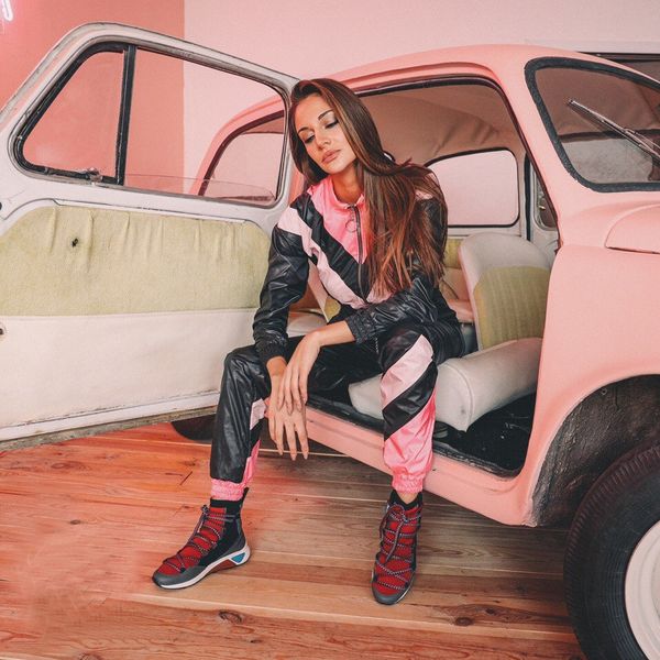 

2019 women's long sleeve splicing casual jumpsuit, Gray