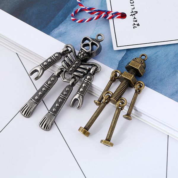 

diy ручной робот модель металлические брелки брелки брелок мини брелок сумочка шарм декор мужчины подарки мода автомобиль брелок, Silver