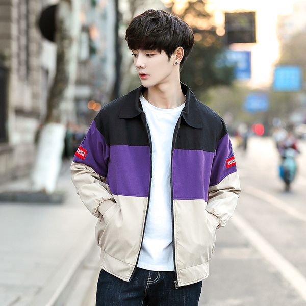 

hong kong style autumn men's wear teenager large size popular joint mixed colors jacket has led autumn clothing, Black;brown