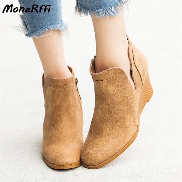 

autumn boots classic ankle genuine leather boots winter suede slip-on women shoes 35-43 botas mujer 2020 female ankle, Black