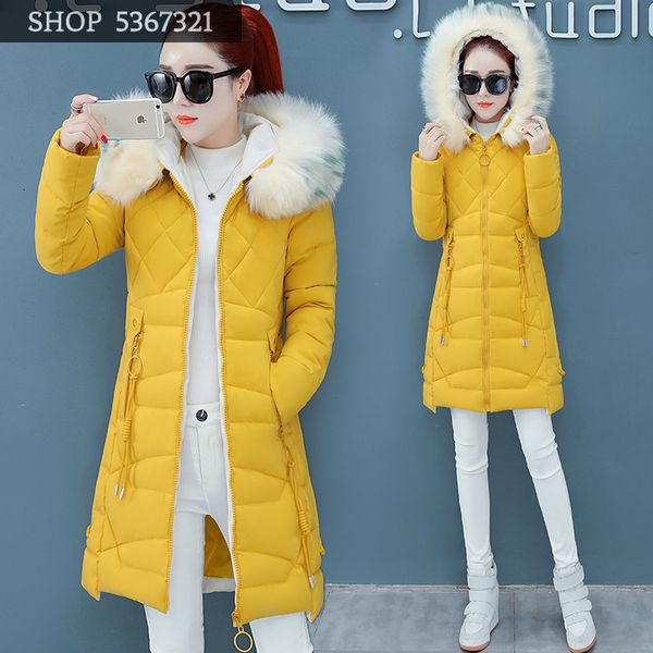 

long fund even hat self-cultivation down cotton woman 2019 winter thickening heavy seta lead cotton-padded clothes loose coat, Black