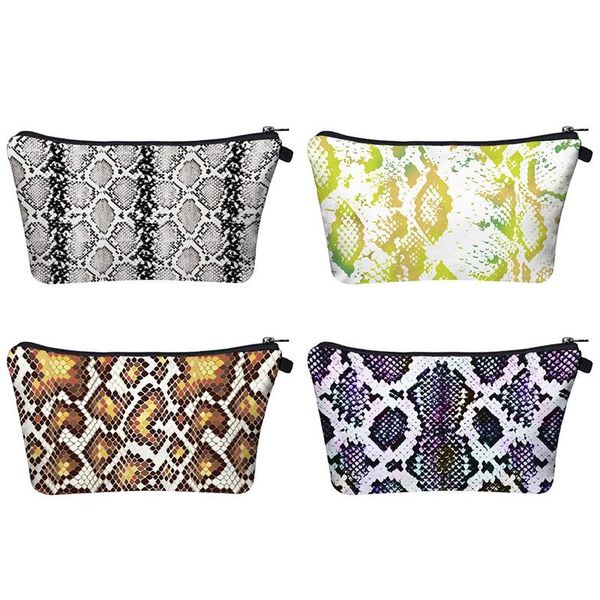 

fashion printing makeup bag snakeskin pattern portable multi-purpose makeup pouch toiletry bag travel essential
