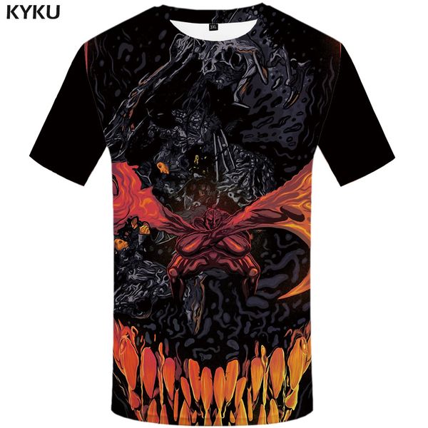 

kyku venom t-shirt men war anime clothes skull t-shirts 3d black shirt print short sleeve hip hop cool slim o-neck, White;black