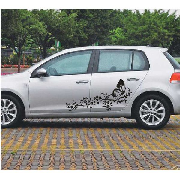 

2pcs/set car flowers butterfly door decal body modified scratches stickers