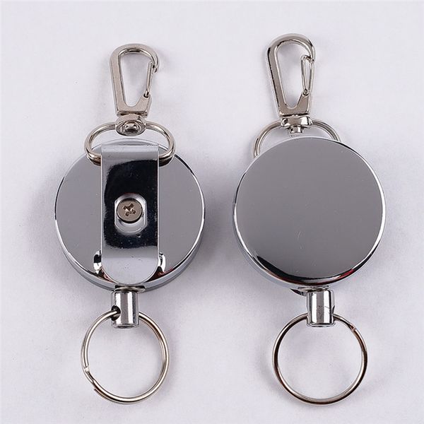 

new anti lost yoyo ski pass id card recoil sporty retractable alarm key ring resilience steel wire rope elastic keychain, Silver