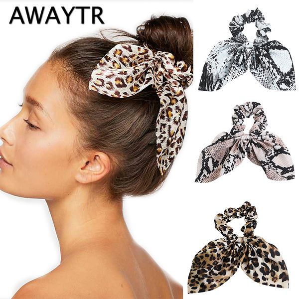 

awaytr new fashion leopard print elastic hair bands print bow hair accessories women and girls ring headdress hearwear