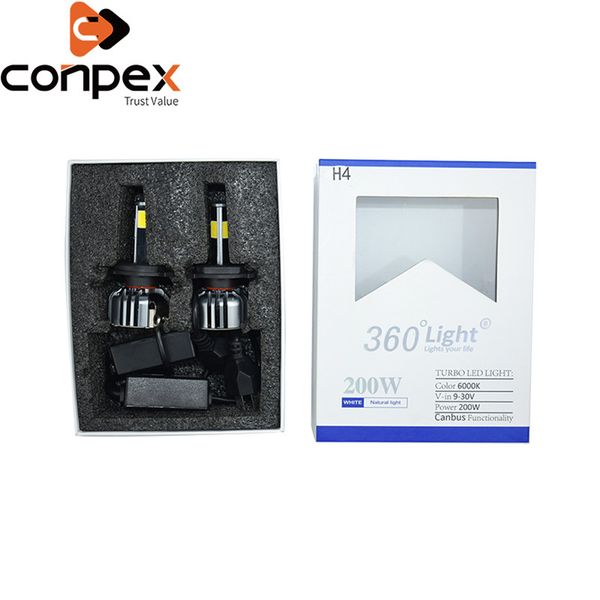 

new 2pcs car headlight bulbs led hb3 h4 h7 led canbus car lights two ways vortex air cooling system four sided lamp