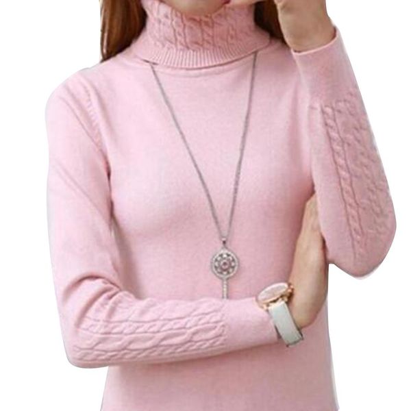 

ladies turtleneck sweater fashion simple pure color pullover casual slim sweater bottoming shirt size, White;black