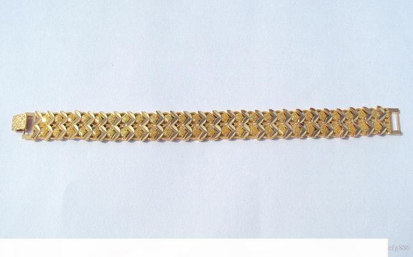 

men and women 24k 24ct yellow fine gold layered wide euro curb link bracelet 26gram ladies s736, Golden;silver