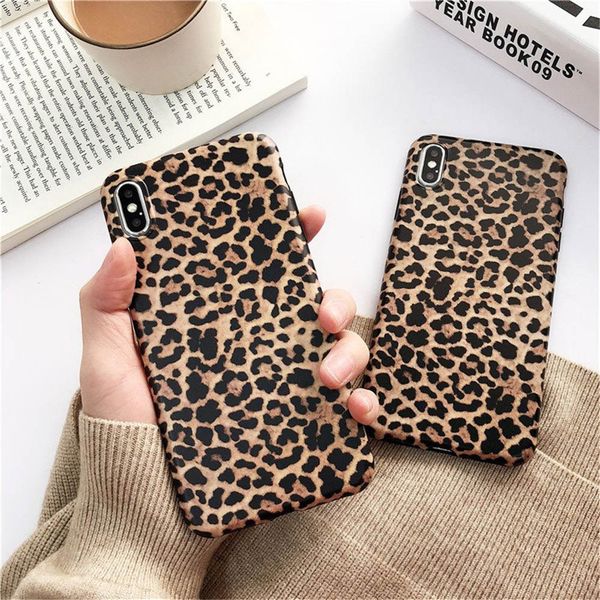 

Sexy Leopard Prain TPU крышка случая кожи силикона для iPhone 6 6s 7 8 Plus Матовый Soft Чехлы для X XR XS