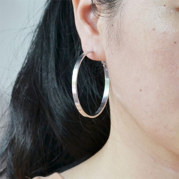 

star wide simple big circle hoop earring for women exaggeration personality gold silver black round youth student girl wholesale, Golden;silver