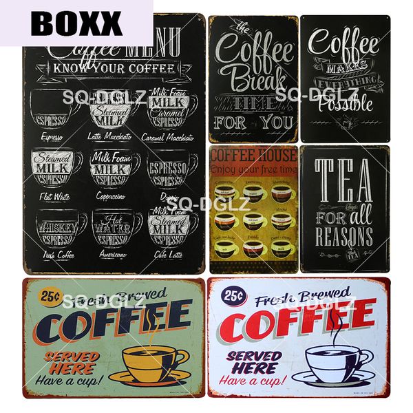 

горячий кофе меню знай свой кофе металлическая вывеска старинные металлические пластины кафе паб клуб домашний декор стен жестяные вывески р