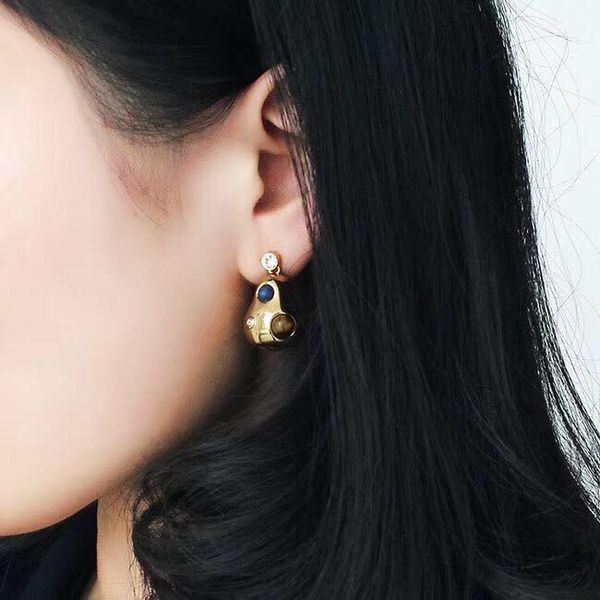 

designer pendant earring luxury jewelry 925 silver needle pure brass thick 18k gold plating earrings stud earrings for women asymmetric chr, Golden;silver