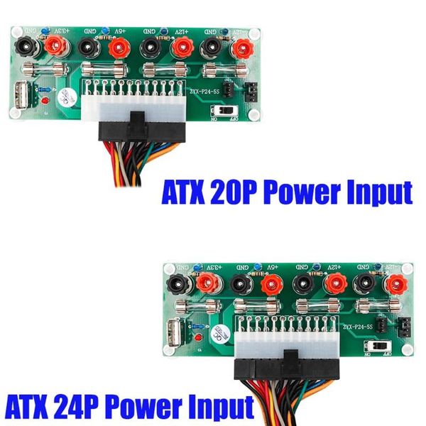 

alloyseed atx 20/24pin benchboard computer pc power supply breakout module adapter with usb 5v port hot