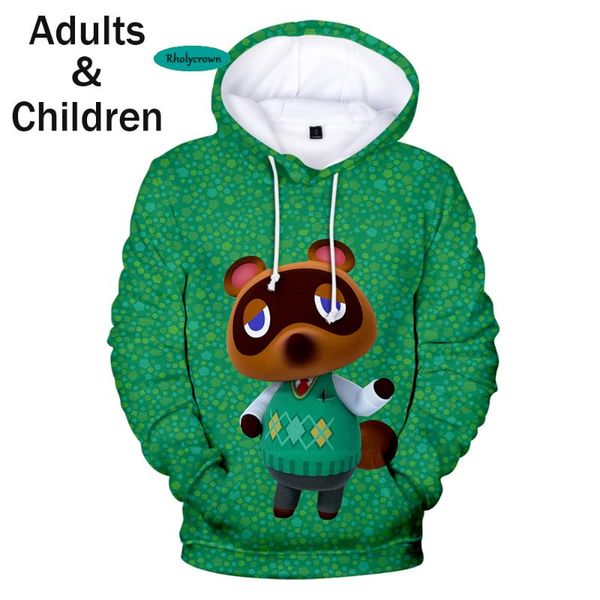 

men's hoodies & sweatshirts cute 3d animal crossing men women autumn kids hooded boys girls hoodie casual pullovers, Black