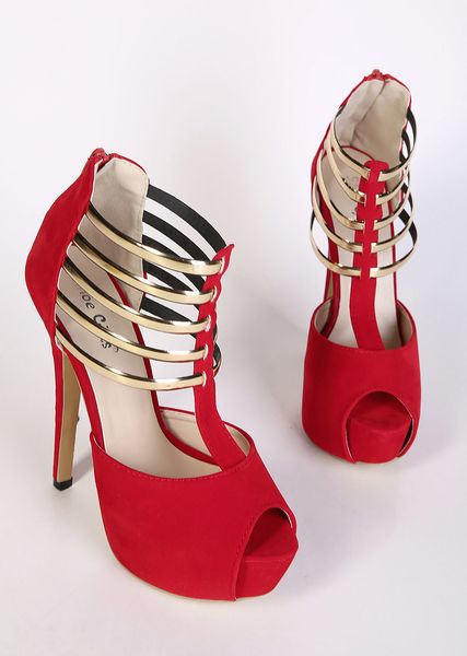 

high heels luxury designer plus size metal sandals fish mouth waterproof platform banquet stiletto size 34-45 suede fashion sandals non-slip, Black