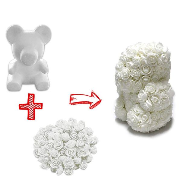 

1pc 15см / 20см полистирол пенопласт пена роза медведь mold пены шарика diy для подарка искусственный цветок розы медведь