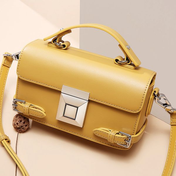 

summer yellow belt box shoulder bag ladies leather tote handbag women lady box bag purse 2019 new arrival