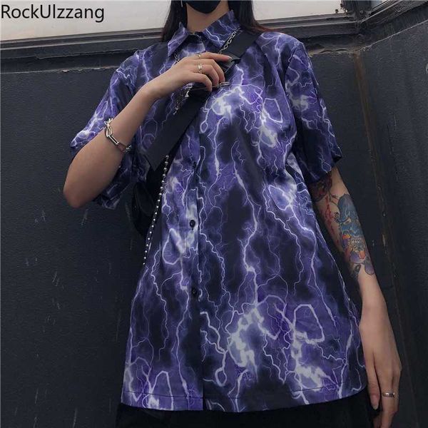 

graffiti contrast stripe tie dye print japanese hippie men blouse streetwear shirt harajuku punk button outfit oversized hip hop, White;black