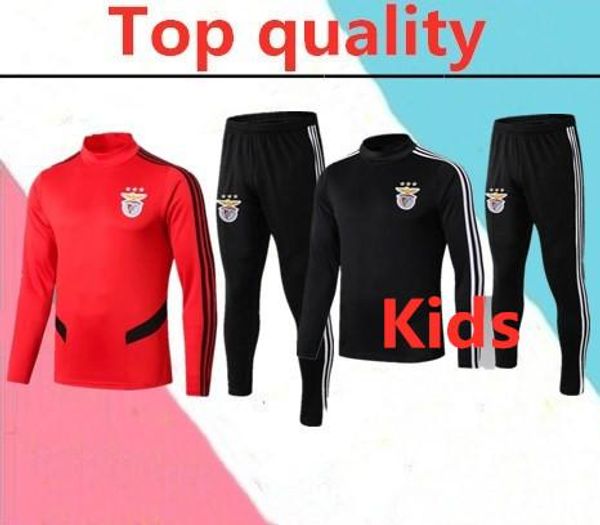 

2019 2020 benfica pizzi jardel kids soccer tracksuit 19 20 seferovic salvio jonas gabriel children football training suit, Black