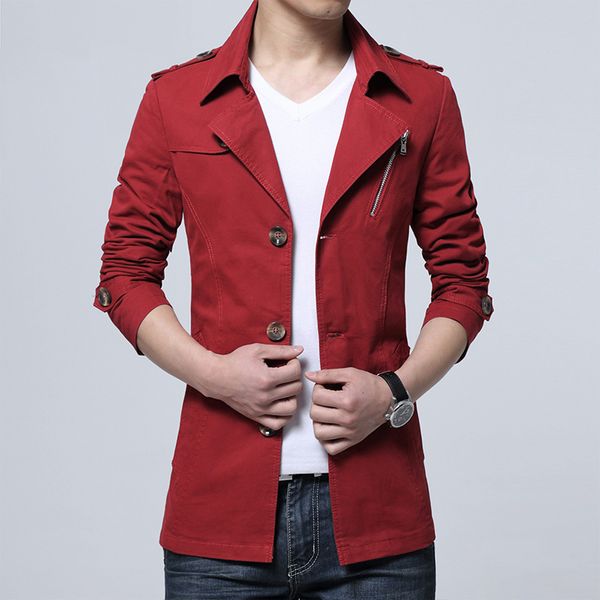 

men's coat, spring and autumn, thin jacket, casual, handsome, medium and long windbreaker, men's clothing, Black;brown