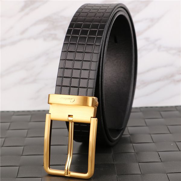

mens belts luxury leather stainless steel light luxury fashion business pin buckle belts dress formal wild high-end suit belt, Black;brown