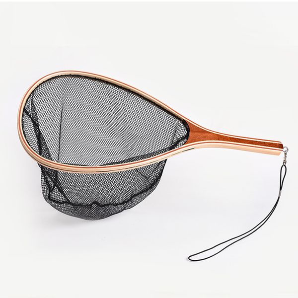 

landing net in wood frame capture and release portable net lightweight nylon