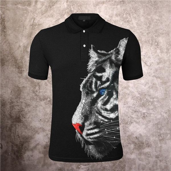 

skulls polo shirts men fashion designer brand clothing short sleeve calssic tiger luxury t-shirt business casual tee m-3xl, White;black