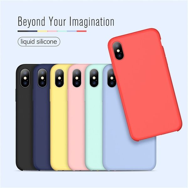 

жидкий силиконовый чехол для iphone x xr xs max 7 8 plus 6 / 6s гель резиновый противоударный телефон дело с розничной коробкой