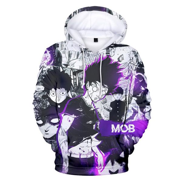 

anime mob psycho 100 hoodies men/women harajuku sweatshirt one pounch man hoody teens hooded pullover japanese, Black
